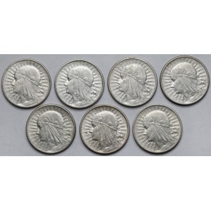 Głowa Kobiety, 2 złote 1932-1934 - zestaw (7szt)