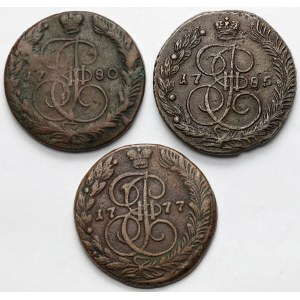 Rosja, 5 kopiejek 1777-1785 - zestaw (3szt)