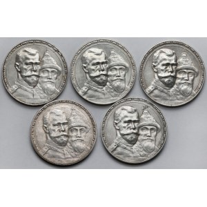 Rosja, Ruble 1913 - 300 lat Romanowów - zestaw (5szt)