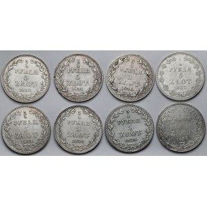 3/4 rubla = 5 złotych 1834-1841 - zestaw (8szt)