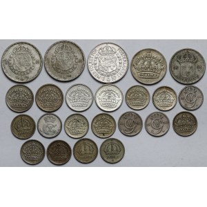 Szwecja, 10 öre - 1 korona 1917-1961 - zestaw (23szt)