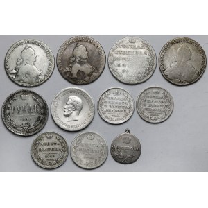 Rosja, Ruble, Połtiny i 2 abazi - zestaw (11szt)
