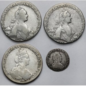 Rosja, od 15 kopiejek do 1 rubla 1769-1782 - zestaw (4szt)