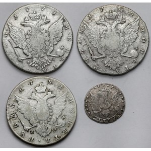 Rosja, od 15 kopiejek do 1 rubla 1769-1782 - zestaw (4szt)