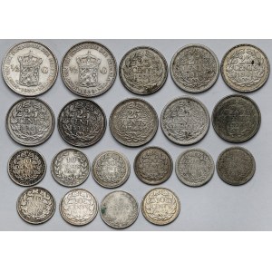 Niderlandy, 10 centów - 1/2 guldena 1897-1944 - zestaw (20szt)