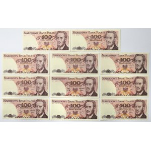 100 zł 1986-1988 - MIX serii w tym TB - zestaw (11szt)