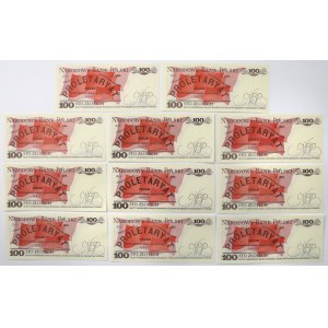 100 zł 1986-1988 - MIX serii w tym TB - zestaw (11szt)