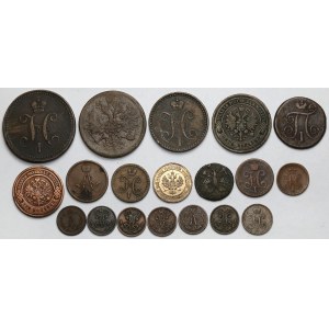Rosja, od 1/4 do 5 kopiejek 1731-1912 - zestaw (19szt)