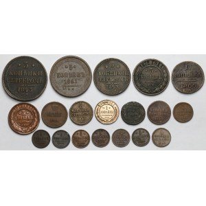 Rosja, od 1/4 do 5 kopiejek 1731-1912 - zestaw (19szt)