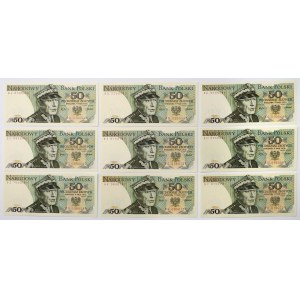 50 zł 1975 - KOLEKCJA SERII - zestaw (9szt)