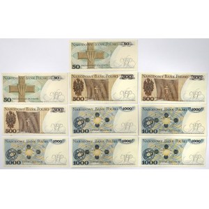 Zestaw 50, 500 i 1.000 zł 1982-1988 (10szt)