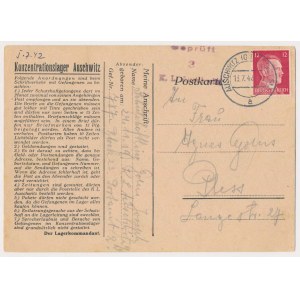Okupacja, AUSCHWITZ Obóz koncentracyjny, korespondencja z obozu 07.1942