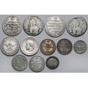 Rosja, od 20 kopiejek do rubla (XVIII-XX w.) - zestaw (12szt)