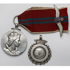 Wielka Brytania, Medale koronacyjne Elżbiety II i przypinka Sweatheart Brooch - zestaw (3szt)