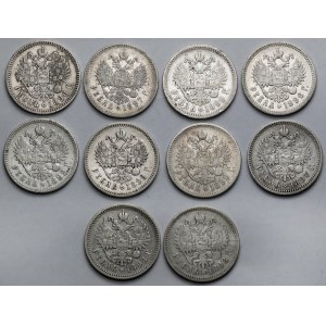 Rosja, Ruble 1896-1899 - zestaw (10szt)