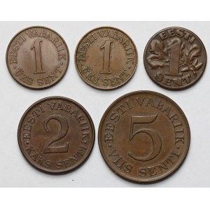 Estonia, 1 - 5 senti 1929-1939 - zestaw (5szt)