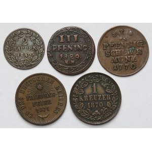 Niemcy, Szwajcaria, Monety brązowe 1770-1871 - zestaw (5szt)