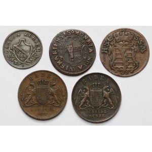 Niemcy, Szwajcaria, Monety brązowe 1770-1871 - zestaw (5szt)