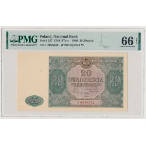 20 złotych 1946 - duża litera - G