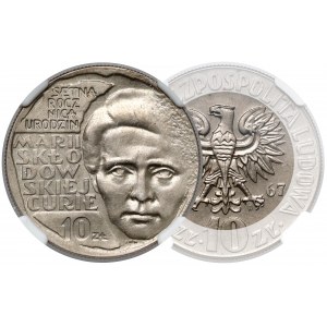 Próba MIEDZIONIKIEL 10 złotych 1967 Skłodowska - rzadkość