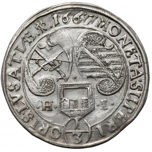 Saksonia, Johann Georg II, 1/3 talara 1667 HI - Górne Łużyce