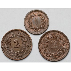 Szwajcaria, 1-3 rappen 1893-1906 - zestaw (3szt)