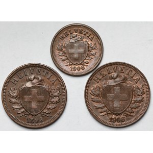 Szwajcaria, 1-3 rappen 1893-1906 - zestaw (3szt)