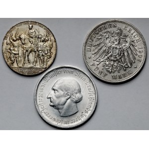 Niemcy, 3, 5 i 50 mln marek 1907-1923 - zestaw (3szt)