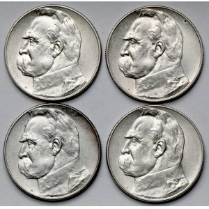 Piłsudski, 5 złotych 1938 - zestaw (4szt)