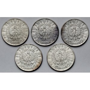 Piłsudski, 5 złotych 1938 - zestaw (5szt)