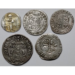 Europa, Srebrne monety MIX (XIII-XVII w.) - zestaw (5szt)