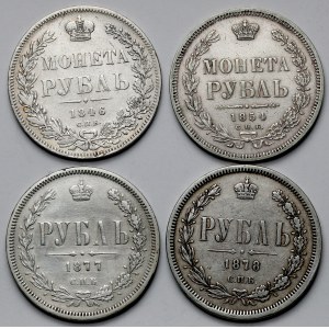 Rosja, Ruble 1846-1878 - zestaw (4szt)
