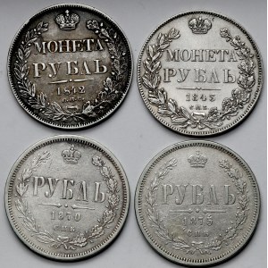 Rosja, Ruble 1842-1875 - zestaw (4szt)
