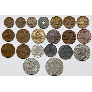 1 grosz - 1 złoty 1923-1939 - zestaw (21szt)