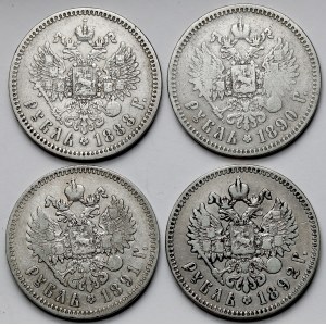 Rosja, Rubel 1888-1892 - zestaw (4szt)