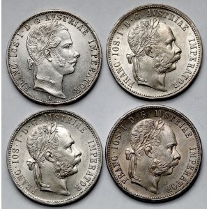 Austria, Franciszek Józef I, Floren 1860-1879 - zestaw (4szt)