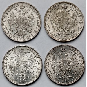 Austria, Franciszek Józef I, Floren 1860-1879 - zestaw (4szt)