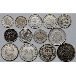 Chiny i Japonia, Srebrne monety - zestaw (13szt)