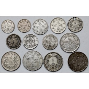 Chiny i Japonia, Srebrne monety - zestaw (13szt)