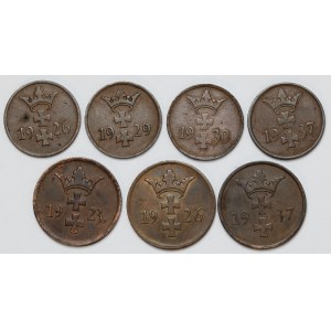 Gdańsk, 1 - 2 fenigi 1923-1937 - zestaw (7szt)