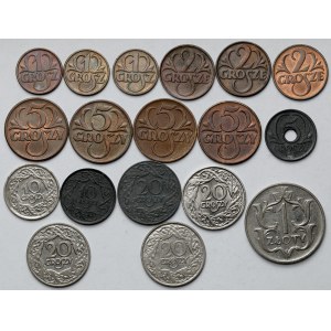 1 grosz - 1 złoty 1923-1939 - zestaw (18szt)