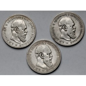 Rosja, Ruble 1891-1893 - zestaw (3szt)