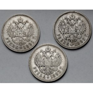 Rosja, Ruble 1891-1893 - zestaw (3szt)