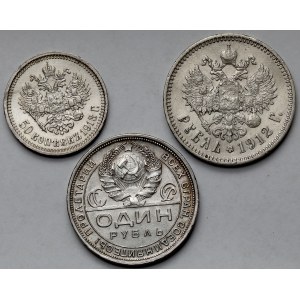 Rosja, 50 kopiejek i Ruble 1912-1924 - zestaw (3szt)