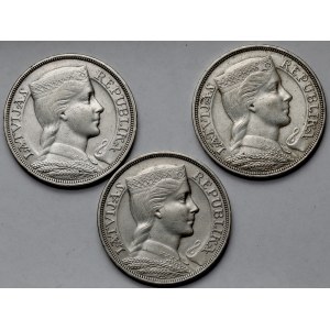 Łotwa, 5 lati 1929-1931 - zestaw (3szt)