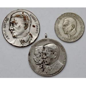 Niemcy, Adolf Hitler, zestaw medali i żeton (3szt)
