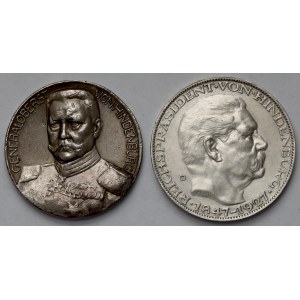 Niemcy, Medale 1914-1927 Hindenburg - SREBRO - zestaw (2szt)