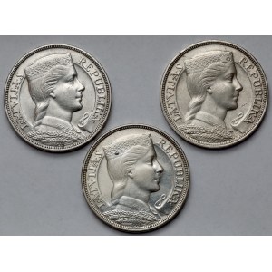 Łotwa, 5 lati 1929-1932 - zestaw (3szt)