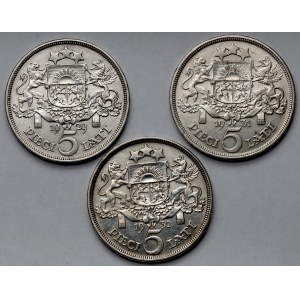 Łotwa, 5 lati 1929-1932 - zestaw (3szt)