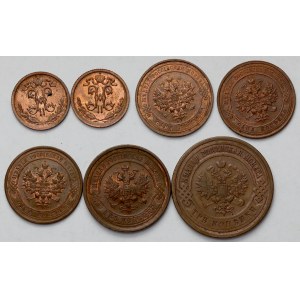 Rosja, od 1/2 do 3 kopiejki 1910-1916 - zestaw (7szt)
